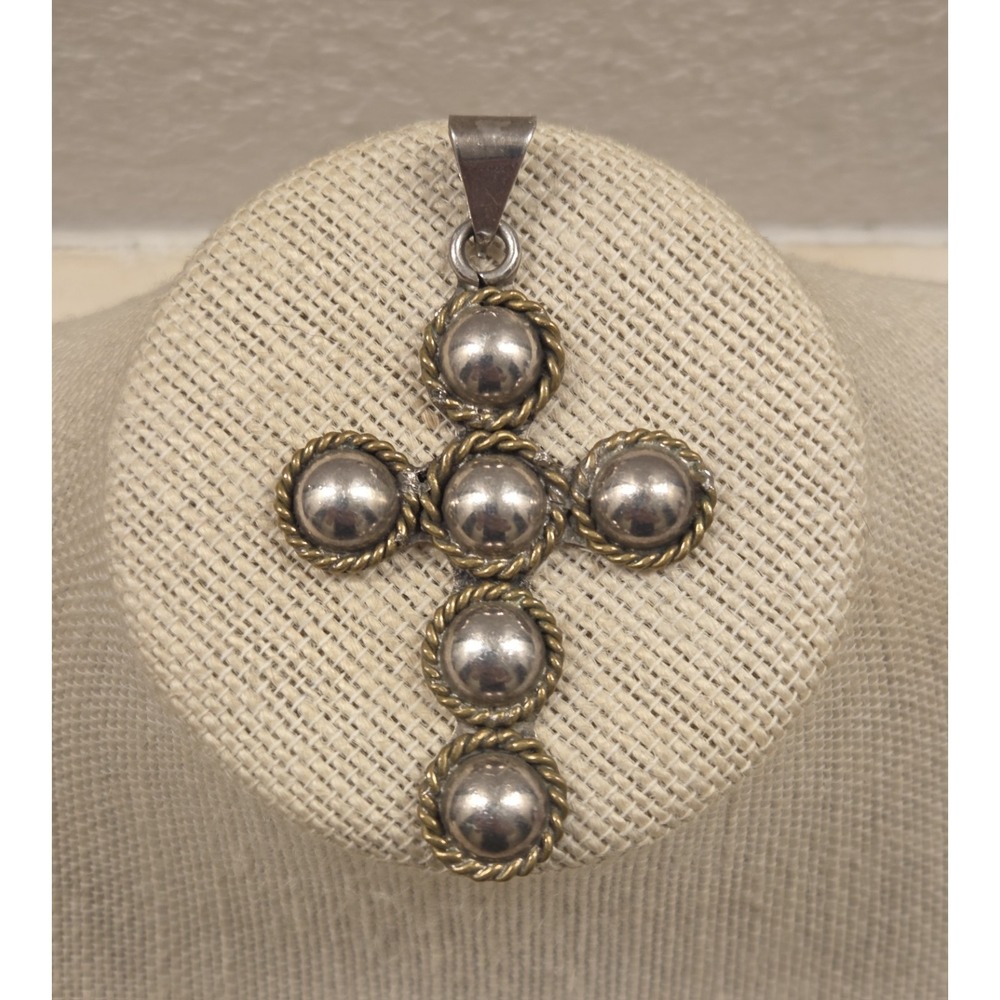 Rare: Large Vintage Taxco 925‎ Sterling Silver Stylized Cross